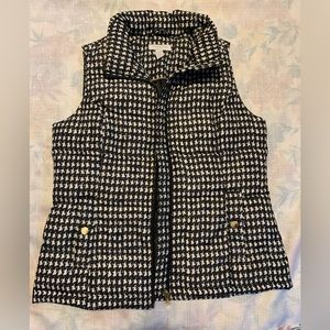 Houndstooth Puffer Vest with Gold Detail